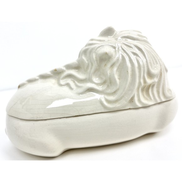 Fantasy Toujours Moi White Unicorn Silk Milk Bath Lidded Vintage Dish - Picture 2 of 5